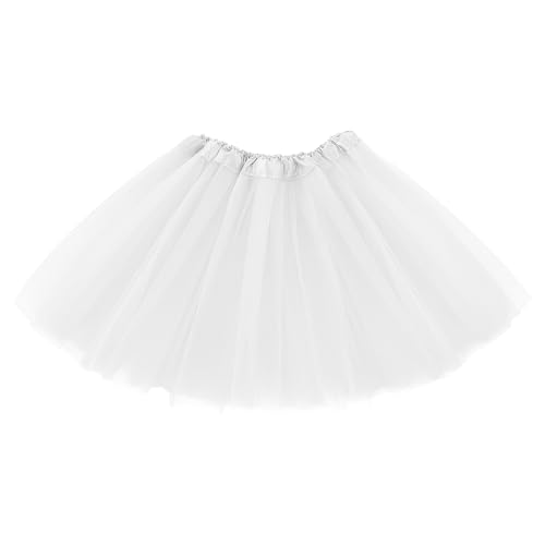 Molain Tutu 3 Layers Top Tulle Skirt Ballet Glitter Sequins Gauze Costume Christmas Parties Ballerina Dance Half Skorts Vintage Prom Dress-up (UK Numeric 30 40 Regular Regular Adult White)
