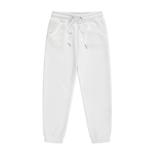 BOTCAM - Pantalones deportivos de forro polar para niñas, pantalones lisos, ropa deportiva para niñas, blanco, 4-5 años | Ya disponible en tu tienda friki favorita! En mundofriki.es!