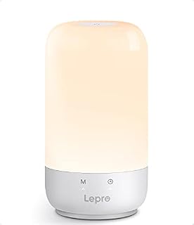 Lepro Bedside Lamp Touch Control, Colour Changing Table Lamp for Bedroom, Dimmable Warm to Cool White LED Lamp, Kids Night Light with Auto Off Timer, Plug in Bedside Lights (Silver)