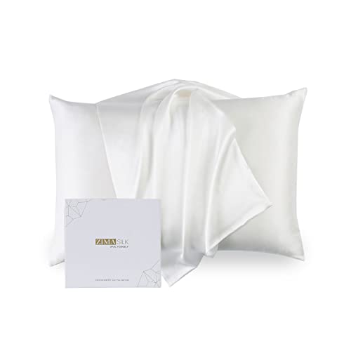 ZIMASILK Envelope Silk Pillowcase for Hair and Skin Health, with Envelope Closure, Dual-Sided 22 Momme Grade 6A Silk, Soft&Hypoallergenic, Gift Box 1Pc (Queen 20"x30", Ivory)