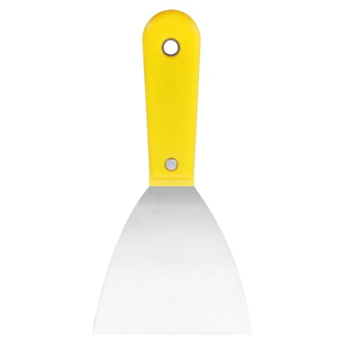 QUARKZMAN Spatule à Enduire en Acier au Carbone 4 Poignée en Plastique pour Étaler l'Enduit de Finition pour le Mur, le Papier Peint, le Raclage de la Peinture, Jaune