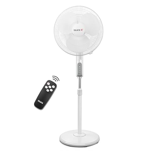 Image of Sujata BLDC Pedestal Fan with Remote | 2 Year Warranty | Stand Fan, 400mm Sweep, 1350 RPM | 100% Copper Winding, Silent Operation with Oscillation, Ideal for Home & Offices (Greenova Air - White)