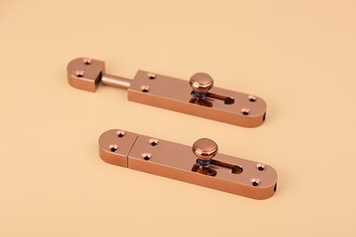 Image of 4 Pieces Baby Latch for Bathroom /PVD Rose Gold Latch Lock for Main Door /Door Lock Latch for Home /Bedroom /Office & Door Stopper (PVD Rose Gold, Pack of 4)