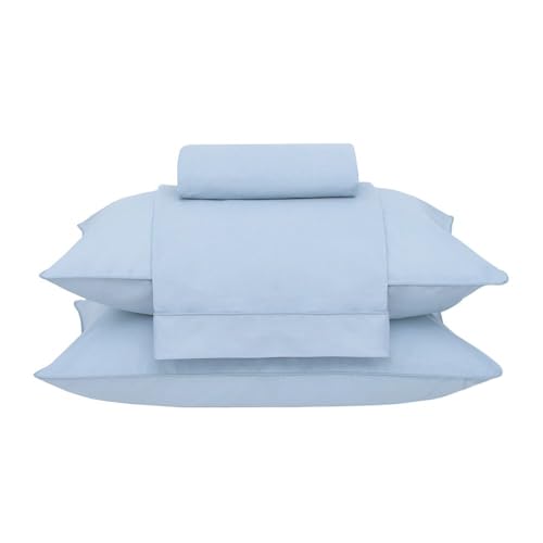 Buddemeyer Jogo de Cama King Percal 180 Fios Basic Percalle 100% Algodão Fio Penteado Azul 4 peças