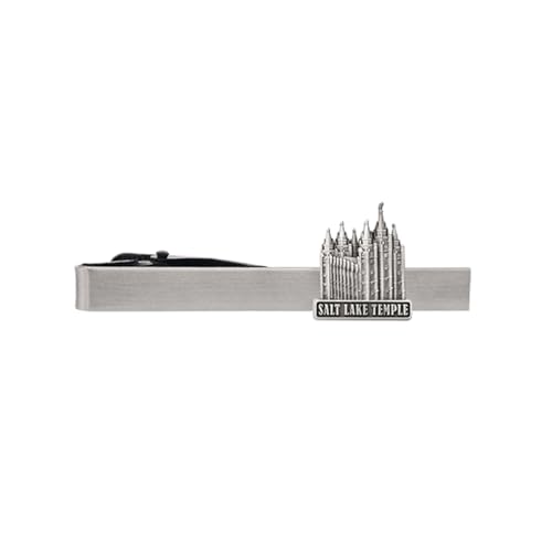 Silver Tie Clip by Ringmasters | LDS Temple Tie Clips for Men with Antique Silver Finish | Suit Accessories for Weddings, Church, & Formal Events | Versatile Tie Pin, (Salt Lake Temple)