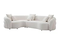 Vente-unique - Canapé d'angle Gauche en Tissu Bouclette Blanc LAPIOTA de Maison Céphy