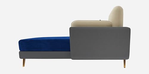 Image of Sixpine Luxury Dual Color Upholstery Lounger LHS Sofa in Premium Velvet | Solid Wood Structure | Sturdy Golden Legs | High Density Foam | Extra Comfort for Modern Living Room (Blue & Beige, 4 Seater)
