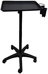 Ovovo Salon Rolling Tray on Wheels Beauty Trolley Cart Hair Spa Equipment Height Adjustable Swivel for Salon