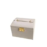 Photo Gallery gljtuo portagioielli portatile da viaggio – organizer in pelle pu a 3 strati con serratura e specchio per anelli, orecchini, collane – espositore per gioielli bianco, Photo Gallery gljtuo portagioielli portatile da viaggio – organizer in pelle pu a 3 strati con serratura e specchio per anelli, orecchini, collane – espositore per gioielli bianco,