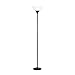 Normande Lighting Modern Torchiere Floor Lamp for Living Room Bedroom Office, 70” Black Floor Lamp with White Frosted Shade, 150-Watt Uplight with 3-Way Rotary Switch