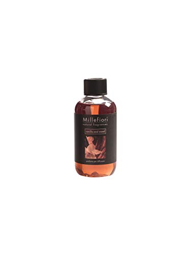 Millefiori 7remdv Vanilla y Wood Botella 250 Ml para Natural Ambientador difusor, plástico, marrón, 6 x 5.5 x 13.7 cm, 1 Unidades