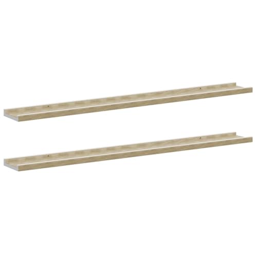Fisinber Floating Shelves 39.4", White & Sonoma Oak MDF Wall