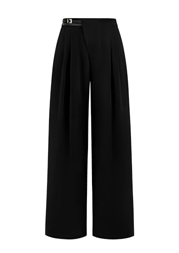 PRETTYGARDEN Women's Wide Leg Dressy Pants High Waisted Fashion Business Casual Work Office Trousers Palazzo Pant