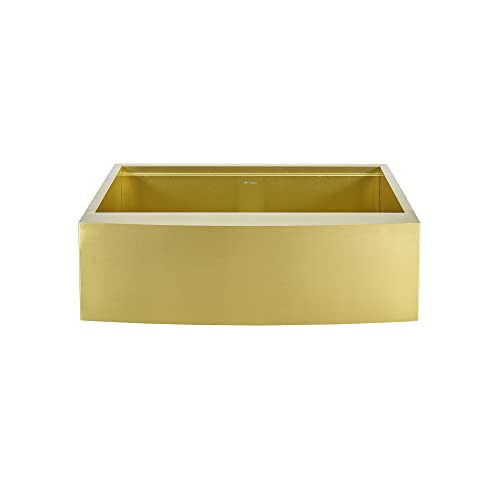 Image of Tourner 33 x 22 Stainless Steel, Single Basin, Farmhouse Kitchen Workstation Sink with Apron in Gold