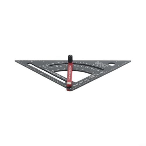 **Tidgel   Cuadrado de carpintero ajustable de 7 pulgadas   Regla triangular de aluminio con transportador para enmarcar y cortar a inglete negro**(7 pulgadas británica)