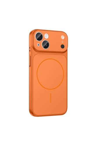 Image of for iPhone 13 |Convert to 17 pro /17 Pro Max Style Premium Back Glass Magsafe Wireless Charge Converter Cover Magnetic Case for iPhone 13 |Convert to 17 pro /17 Pro Max (Orange)