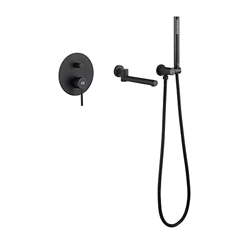 Robinet de baignoire cascade mural noir 90 mitigeur rotatif multifonction et douchette