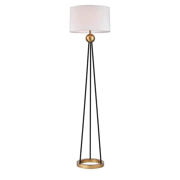sleekdeco Tripod Floor Lamp, Mid Century Standing Lamp, Modern Design Studying Light for Living Room, Bedroom, Study Room and Office, Flaxen Lamp Shade Floor Lamp-image-0