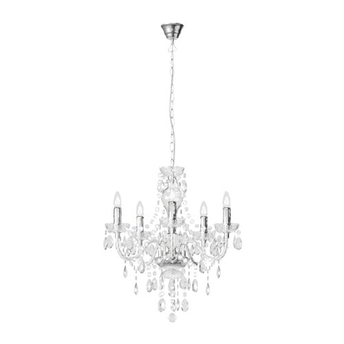 Lindby Lustre Merida à intensité variable (Antique, Classic) en Transparent e. a. pour Salon & Salle manger (à 5 lampes E14) Suspension suspension lustre...