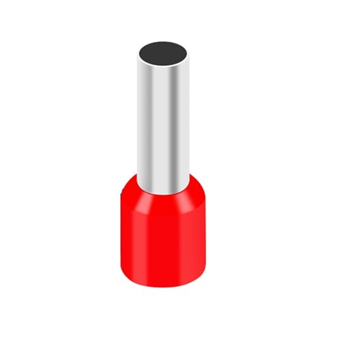 Terminal preaislado tubular puntera E1012 color rojo con aislamiento cilíndrico de plástico