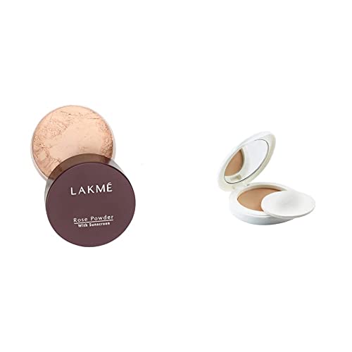 Image of LAKME Rose Matte Face Powder for Oily Skin Type, Soft Pink, 40G And Perfect Radiance Compact, Golden Medium 03, 8G