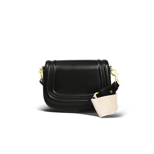 Bolsa tiracolo moderna de couro vegano: bolsa de ombro pequena com alças ajustáveis - mulheres jovens profissionais - encontro casual, Sem letras - preto, Customized version