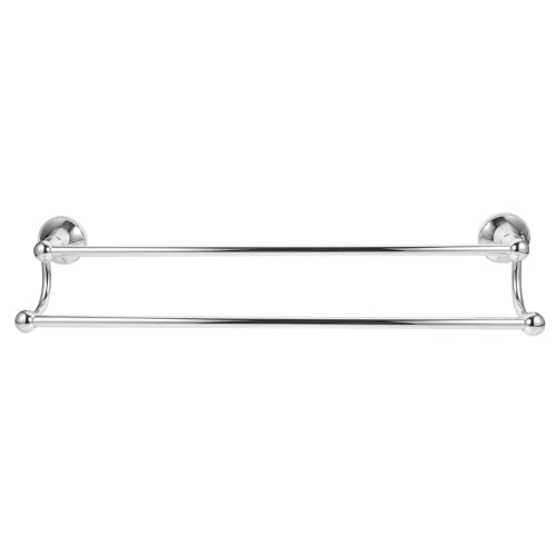 Porte-serviettes mural double barre 55 cm en laiton argenté durable - 2
