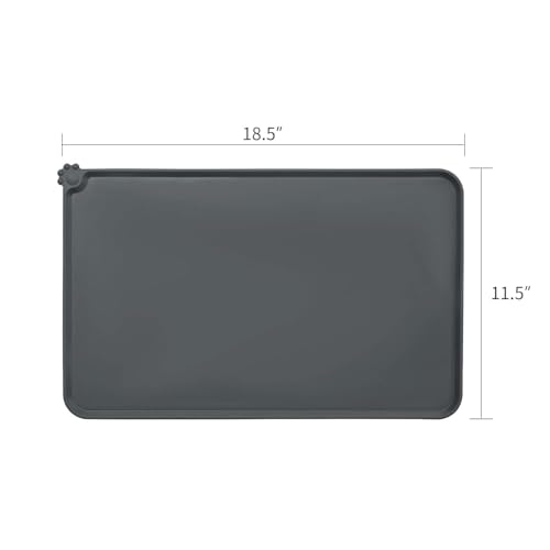 Image of Silicone Waterproof Dog Cat Pet Feeding Mats, Anti Slip Pet Bowl Mats, FDA Grade Pet Feeding Mat Silicone Waterproof Pet Food Mat 19 * 12 Inch Pet Feeding Mat - Grey