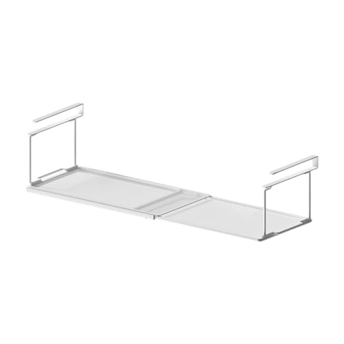 Llazsybz デスク下の伸縮式収納ラック キャビネット下の吊り下げ式収納バスケット 食器棚用収納棚, 白