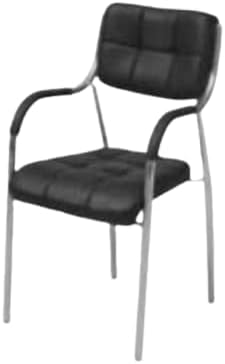 Executive Visitor Study Chair with arm Rest with Steel Frame and cushoined seat for Office Work and Home (Black).