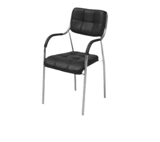 Executive Visitor Study Chair with arm Rest with Steel Frame and cushoined seat for Office Work and Home (Black).