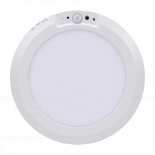 CHICIRIS Luz de Techo con Sensor de Movimiento, Lámpara de Montaje Empotrada Inalámbrica Recargable con Control Remoto, Batería de 5000 MAh, 3 Modos, Luz Magnética de Plástico para Armario, Baño,