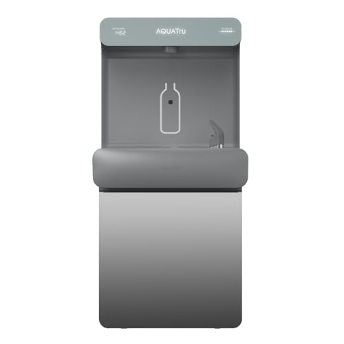AquaTru Pro On-Wall Commercial Water Station with Bubbler | Wall Mount Bottle Filler & Drinking Fountain | NSF-Certified Filtration | 9.5 GPH Cooling Capacity | Touch-Free Refrigerated Dispenser