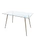 Tavolo da Pranzo Scrivania Scrittoio Salotto Soggiorno Salone Ufficio in Vetro Temperato Resistente Gambe In Metallo Effetto Legno Design Elegante Moderno Tamarindo 120 x 80 x 76 Cm Trasparente