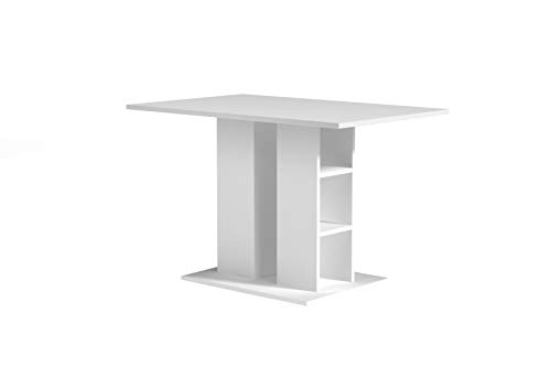 byLIVING Mattis Säulentisch mit robuster und pflegeleichter Melamin Oberfläche in weiß. Für mehr Stauraum sind Fächer in der Säule eingebaut, Holzwerkstoff, 70 x 110, H 75 cm Cover
