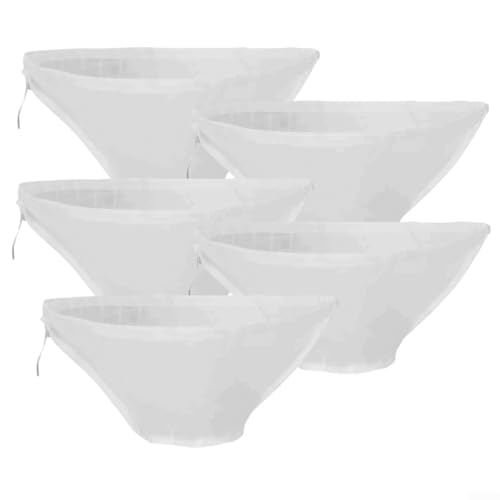 Bulevisiter 5 bolsas de tela de queso para cocinar, hornear y exprimir, colador de malla de nailon reutilizable para leche de soja, leche de nueces y deshidratación de alimentos, (37 x 12 x 14 cm)