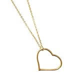 Collar bohemio con colgante de corazón dorado para mujer, joyería larga minimalista de cadena hueca, collar de corazón con contorno delicado