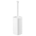 mDesign Modern Square Plastic Toilet Bowl Brush and Holder for Bathroom Storage and Organization, Compact Free-Standing Design, Covered Brush - Sturdy, Deep Cleaning, 2 Pack - White