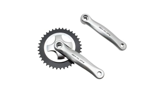 Pédalier vélo 38 dents avec manivelle 165mm en aluminium argent