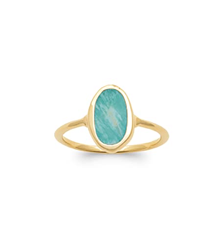 Bague amazonite plaqué or 18 carats pierre fine naturelle femme