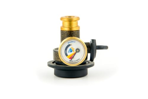 Image of Skewed Gas Safety Device with Auto Cut-Off | Gas Leakage Detector for LPG Cylinder | Automatic Gas Regulator Safety Valve for Home Kitchen (Black)