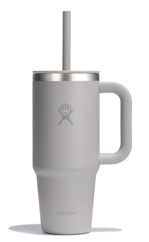 Image of Hydro Flask Travel Tumbler with Handle, Lid and Straw - Insulated Stainless Steel in 24 Oz Tonal Birch