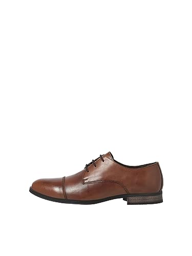 JACK & JONES Jfwraymond Leather Noos Chaussures de Costume pour Homme, Cognac, 42 EU