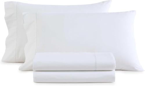 Image of Martha Stewart - King Size Sheets Set, Crisp & Tailored Cooling Sheets with a Smooth Cotton Percale Lightweight Feel - Bed Sheets with Matching Pillowcases & Fitted Sheet (Lilly Pond Leaf Green)