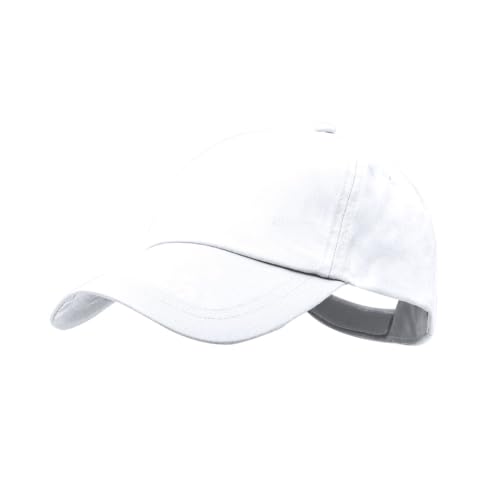 Gorra Infantil Algodón 100% - Gorra Béibol Niño Niña con Ojales de Ventilación Bordados, Ajustable con Velcro (Blanco)