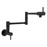 Pfister Lita Pot Filler Kitchen Faucet, 2-Handle, Wall Mounted, Single Hole, Matte Black Finish, GT533PFB