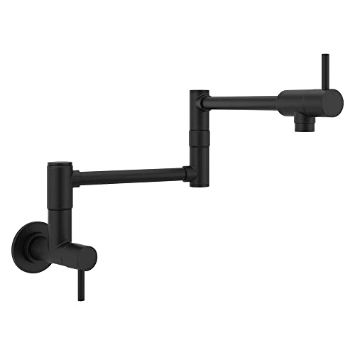 Pfister Lita Pot Filler Kitchen Faucet, 2-Handle, Wall Mounted, Single Hole, Matte Black Finish, GT533PFB