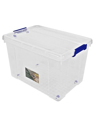 JARDIN202 - Cajas de Almacenaje Transparentes – Cajas Organizadoras de Plástico con Tapa | Pack 2 uds (105L)