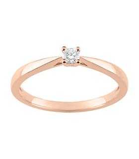 Solitaire Diamant Or 750/00 LUZIA bague or rose taille 47 bijou femme diamant 0,10ct
