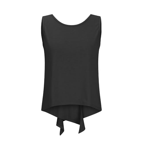 Girls Tie Back Tank Top Casual Sleeveless Tee Shirts Summer Crewneck Loose Solid Workout Blouse for Kids 4-14Y3